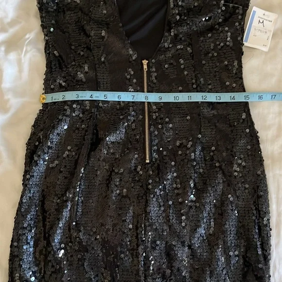 SOIEBLU Sequin Spaghetti Strap Black Mini Dress Y2K - Picture 3 of 7